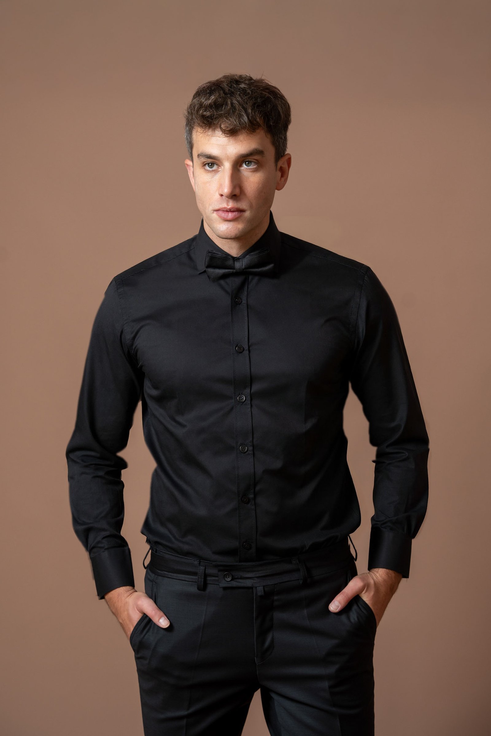 Muške crne pantalone sa užom nogavicom - Image 2