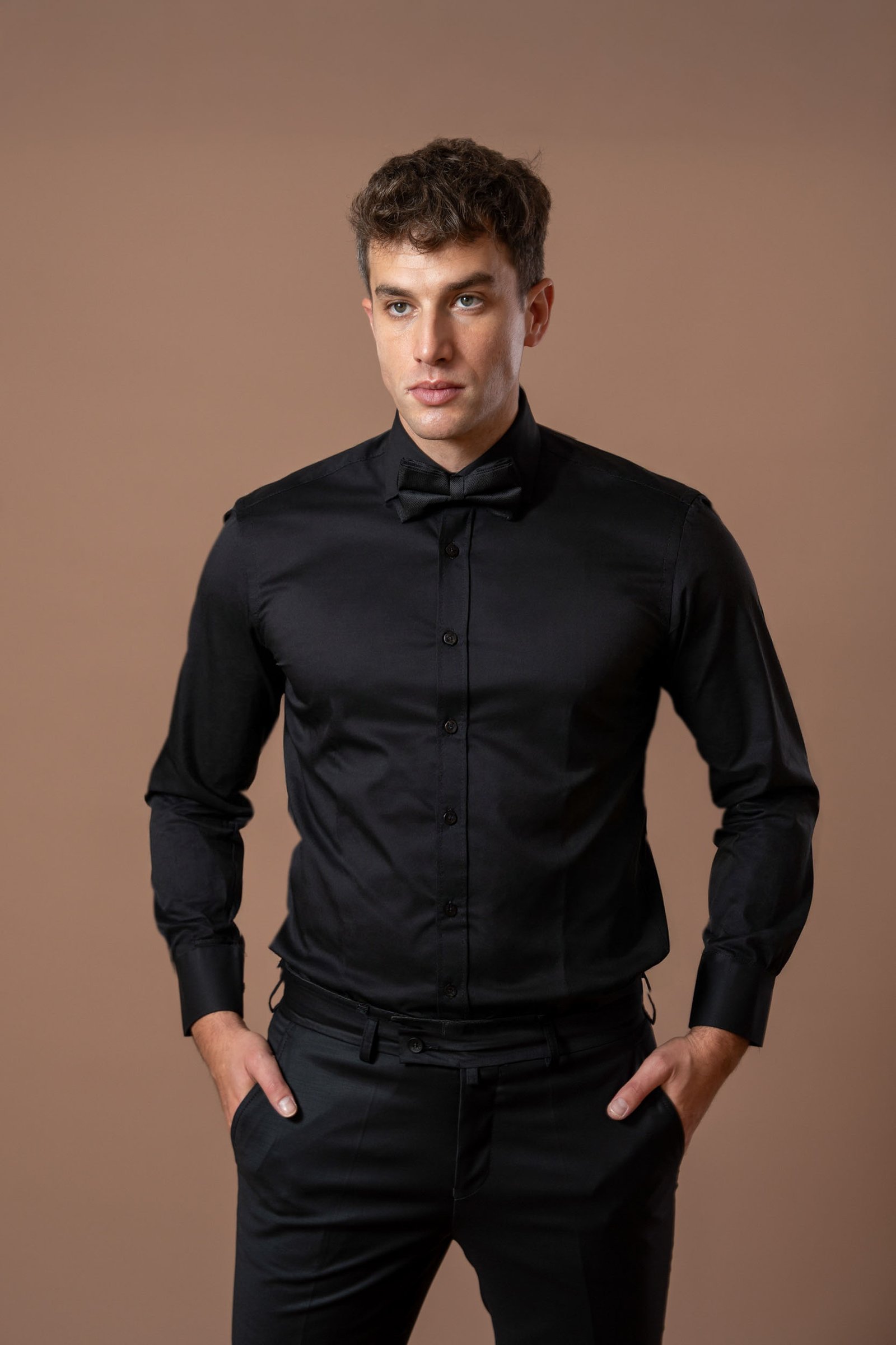 Muške crne pantalone sa užom nogavicom - Image 4