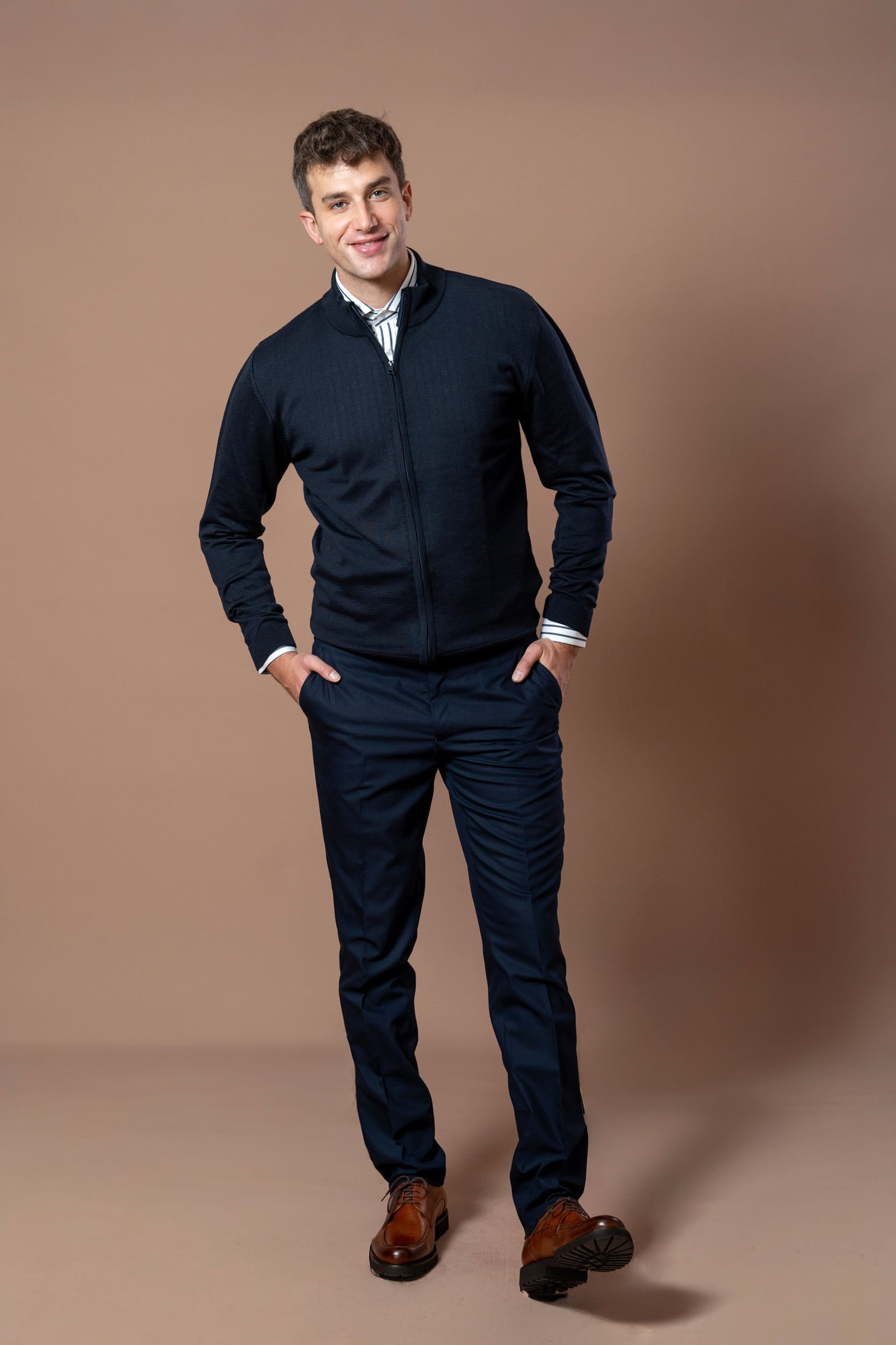 Muški teget džemper na raskopčavanje - Image 4