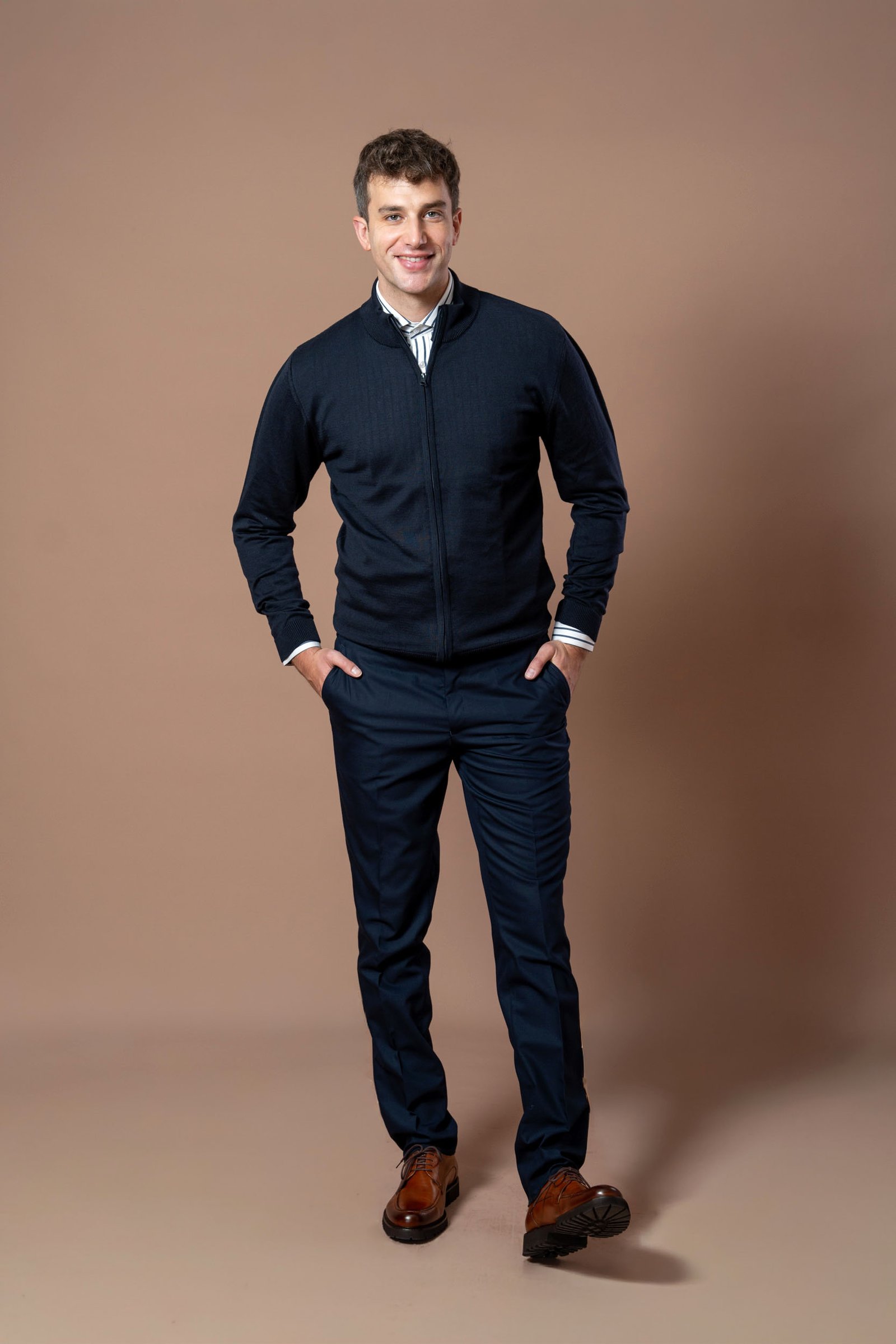 Muški teget džemper na raskopčavanje - Image 5