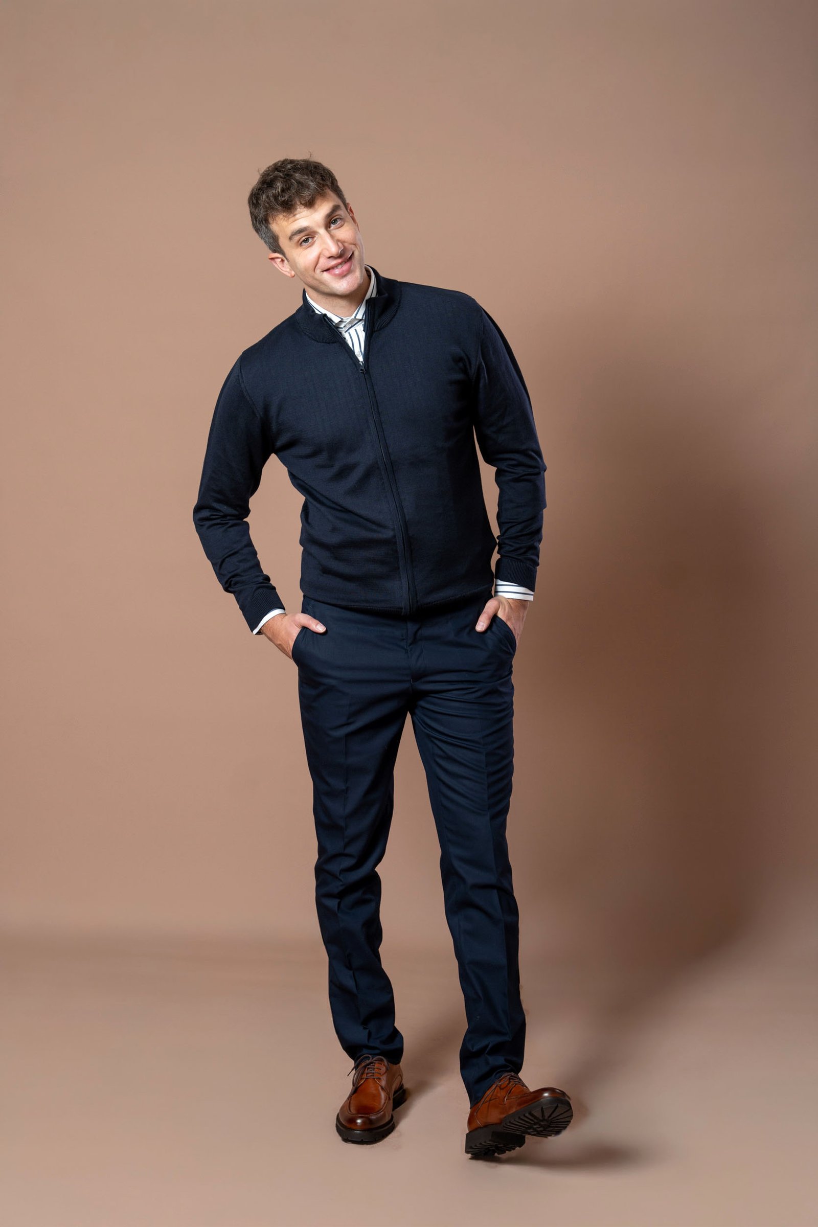 Muški teget džemper na raskopčavanje - Image 6