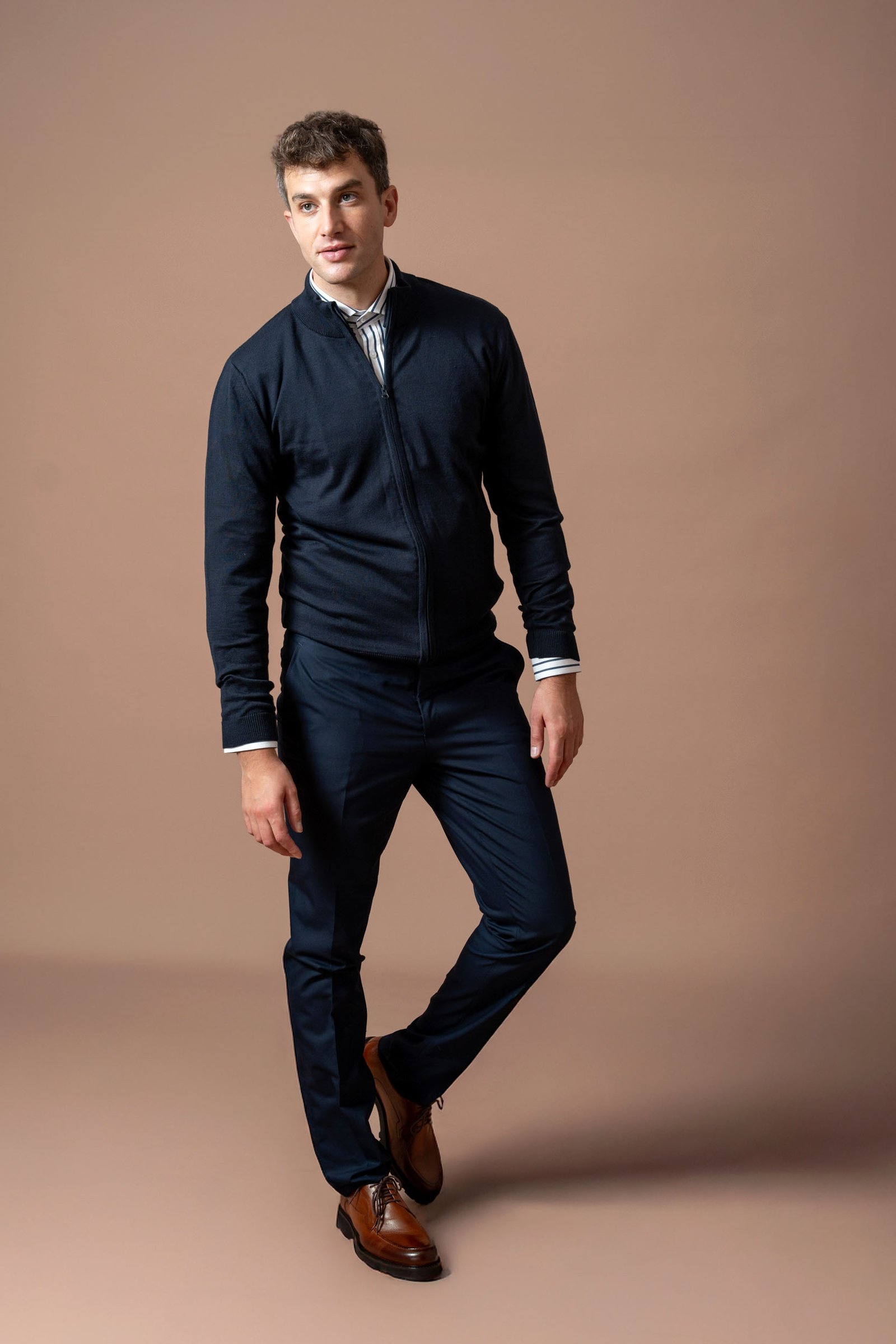 Muški teget džemper na raskopčavanje - Image 3