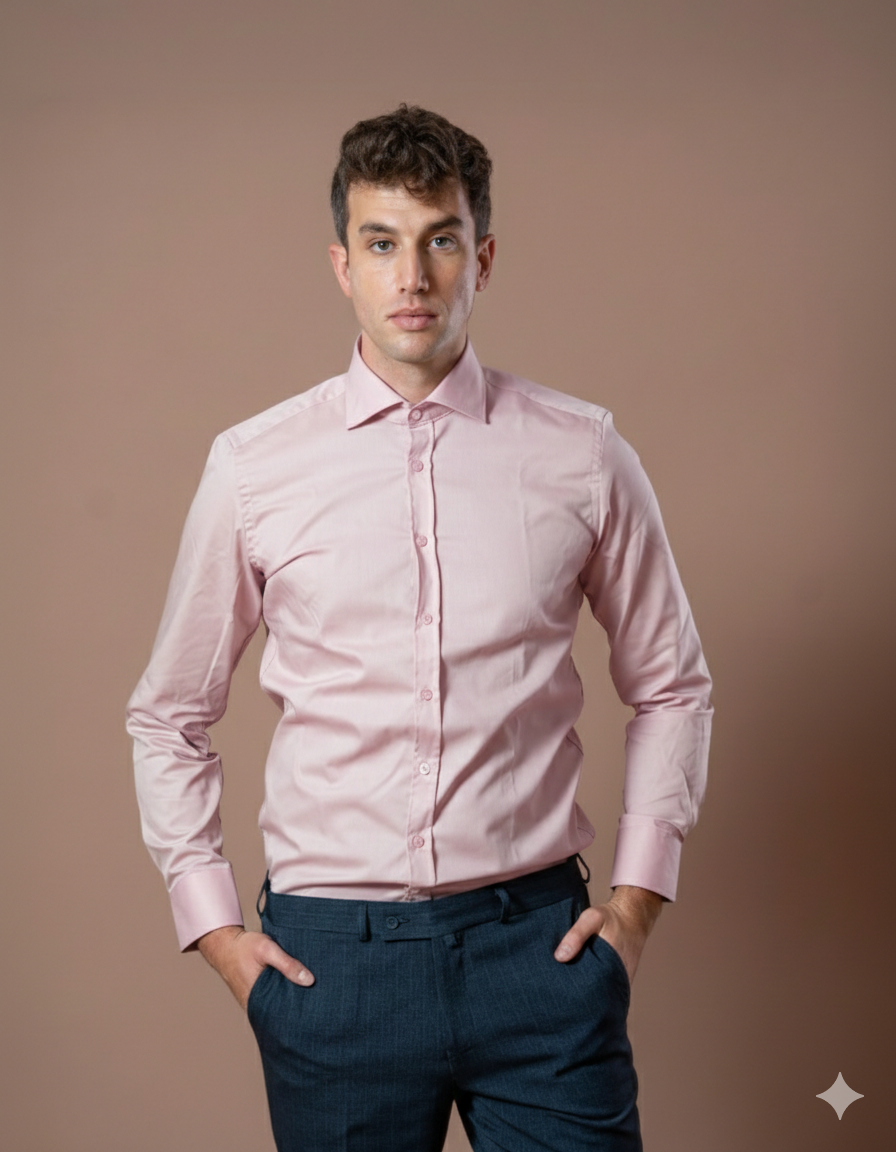 Muška košulja svetloroze, slim fit