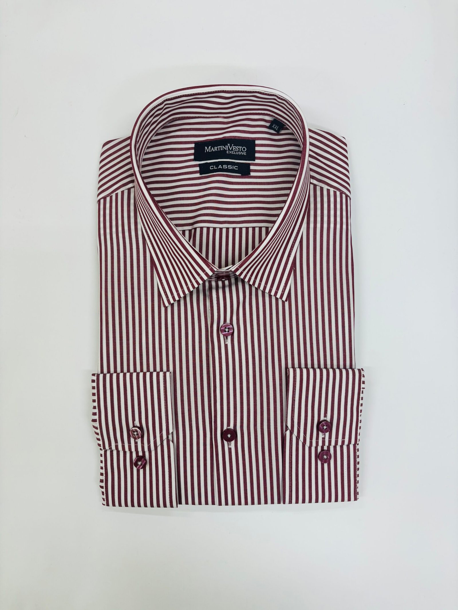 Muška košulja bela sa bordo prugama,classic - Image 2