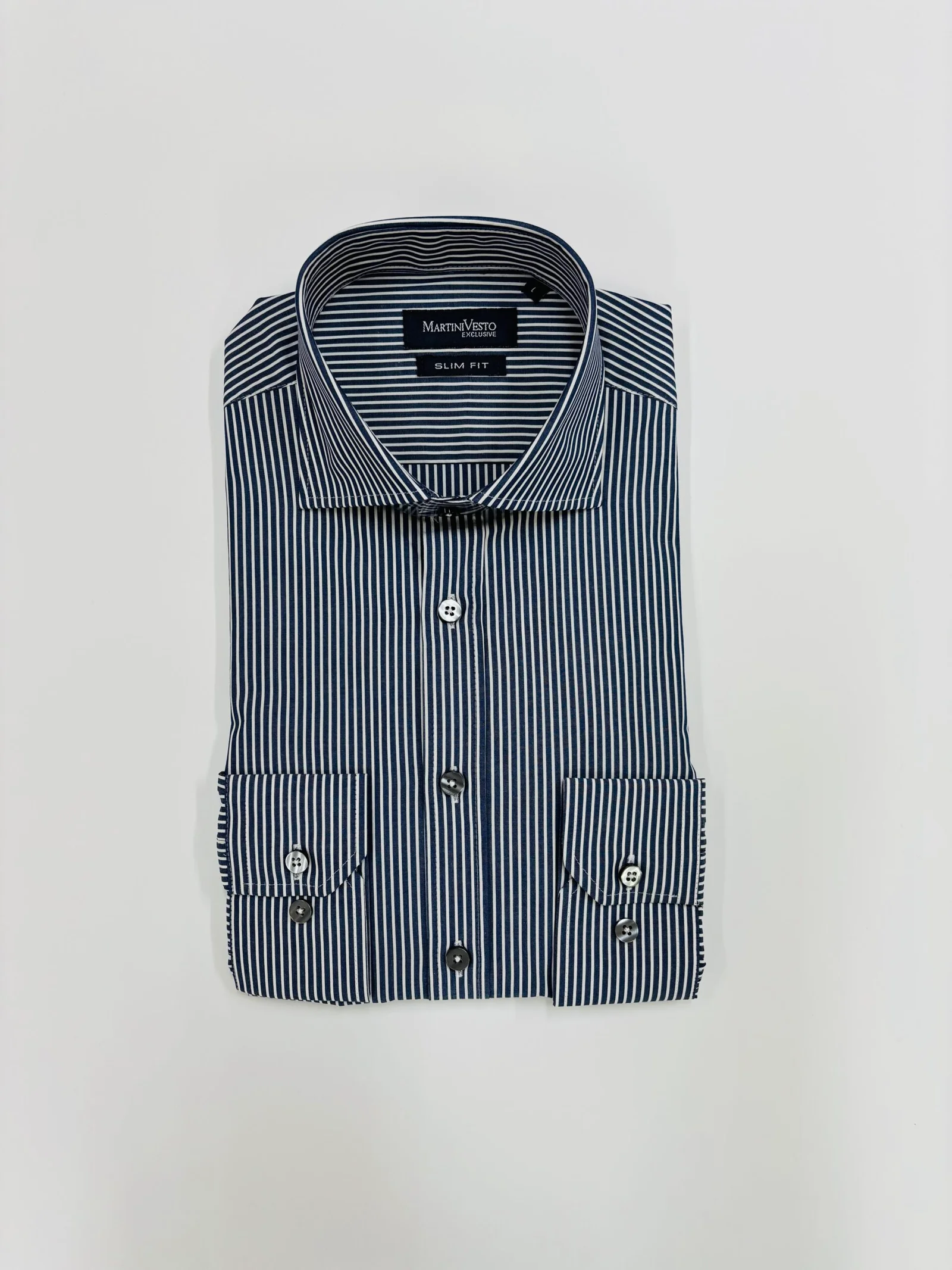 Muška košulja bela sa teget prugama,classic - Image 2