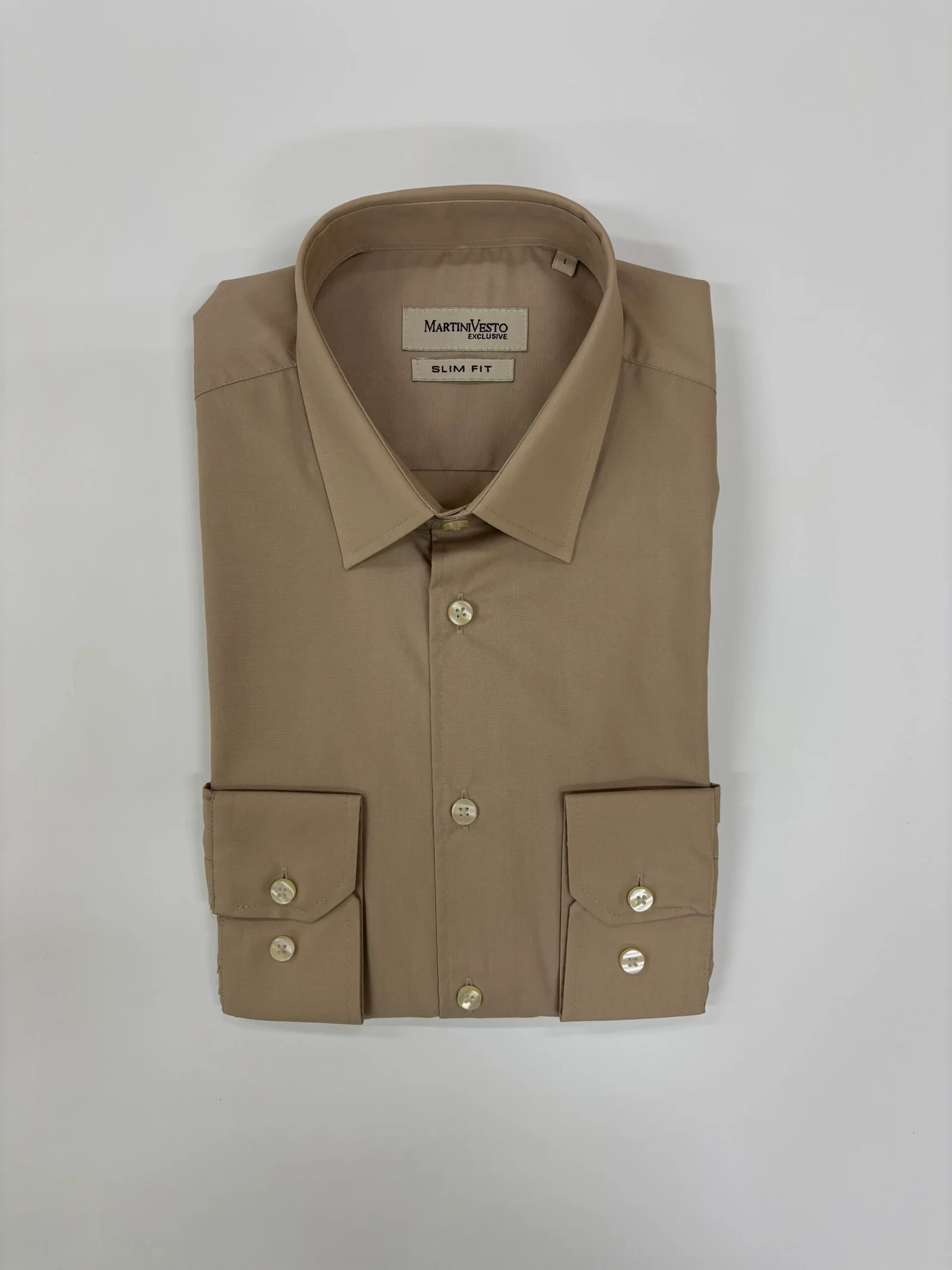 Muška košulja bež-pesak,slim fit - Image 2