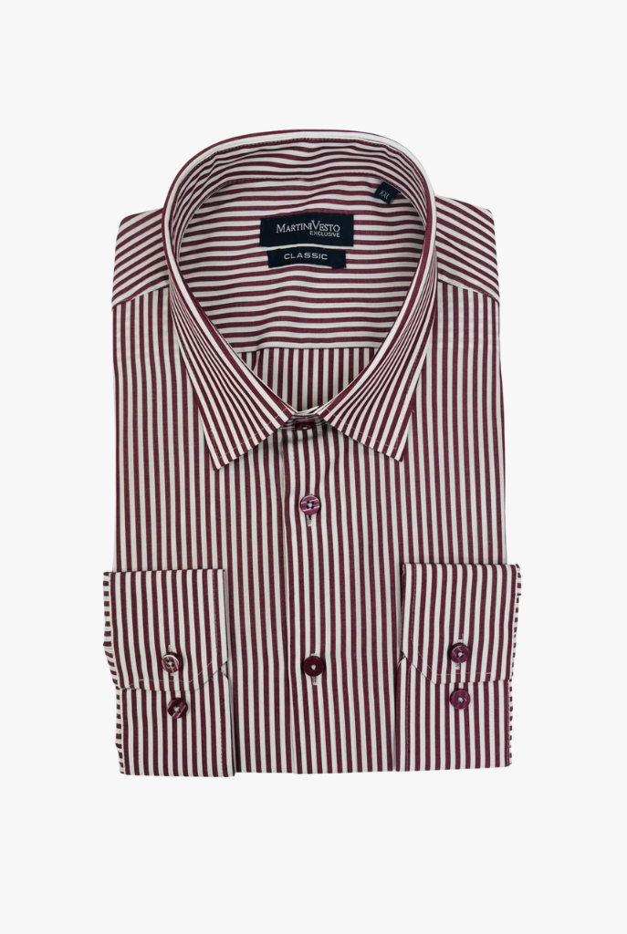 Muška košulja bela sa bordo prugama,classic - Image 2