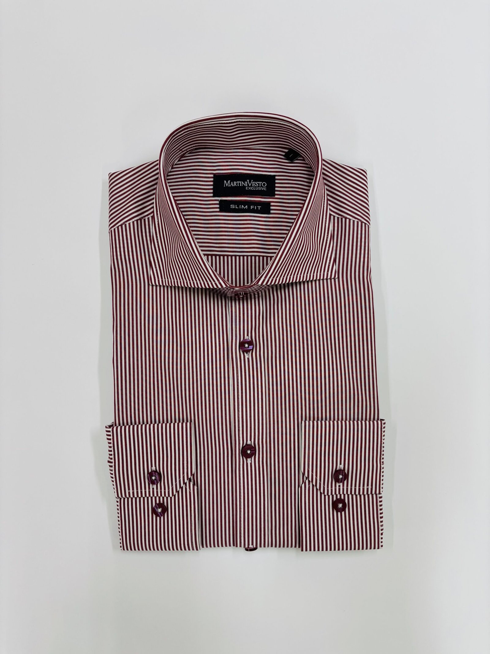 Muška košulja bela sa bordo prugama,slim fit - Image 2