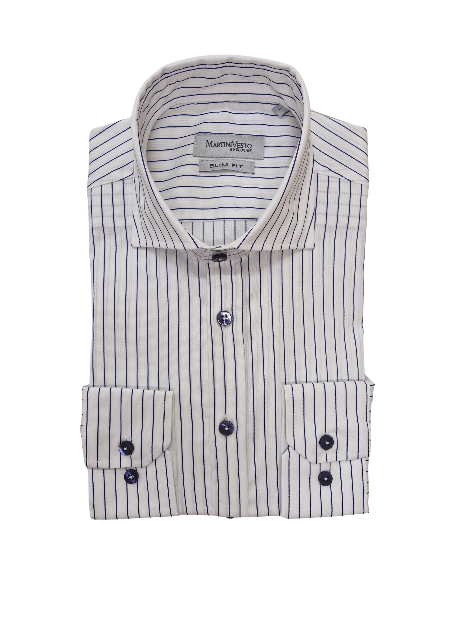 Muška košulja bela sa teget prugama - Image 2