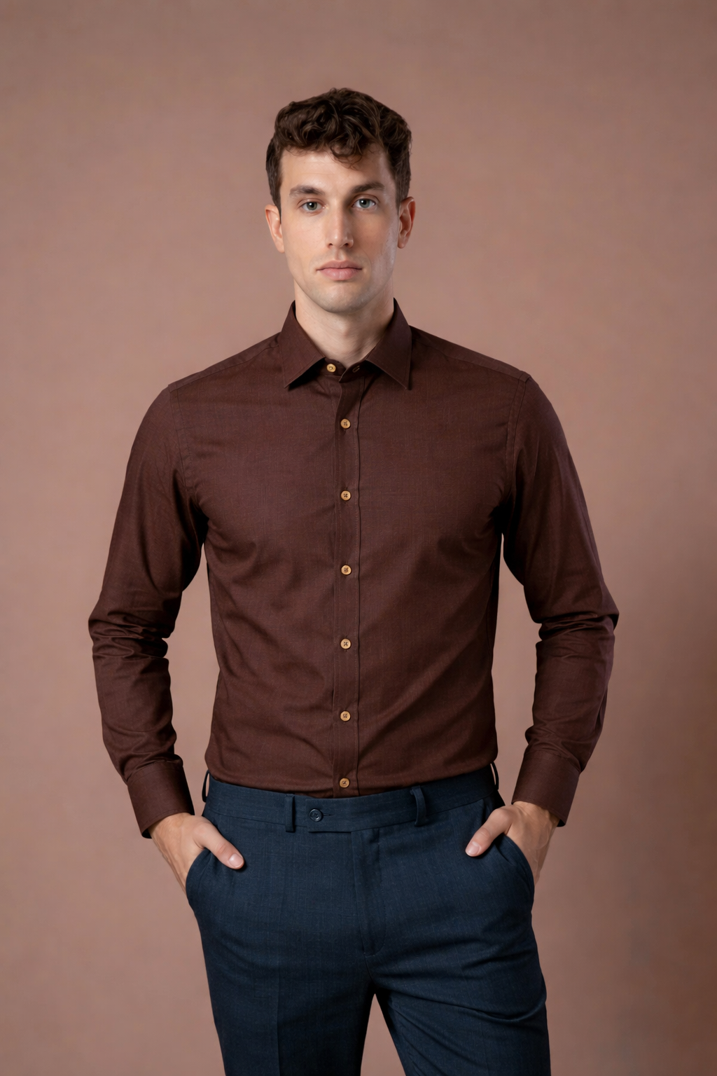 Muška košulja braon,slim fit