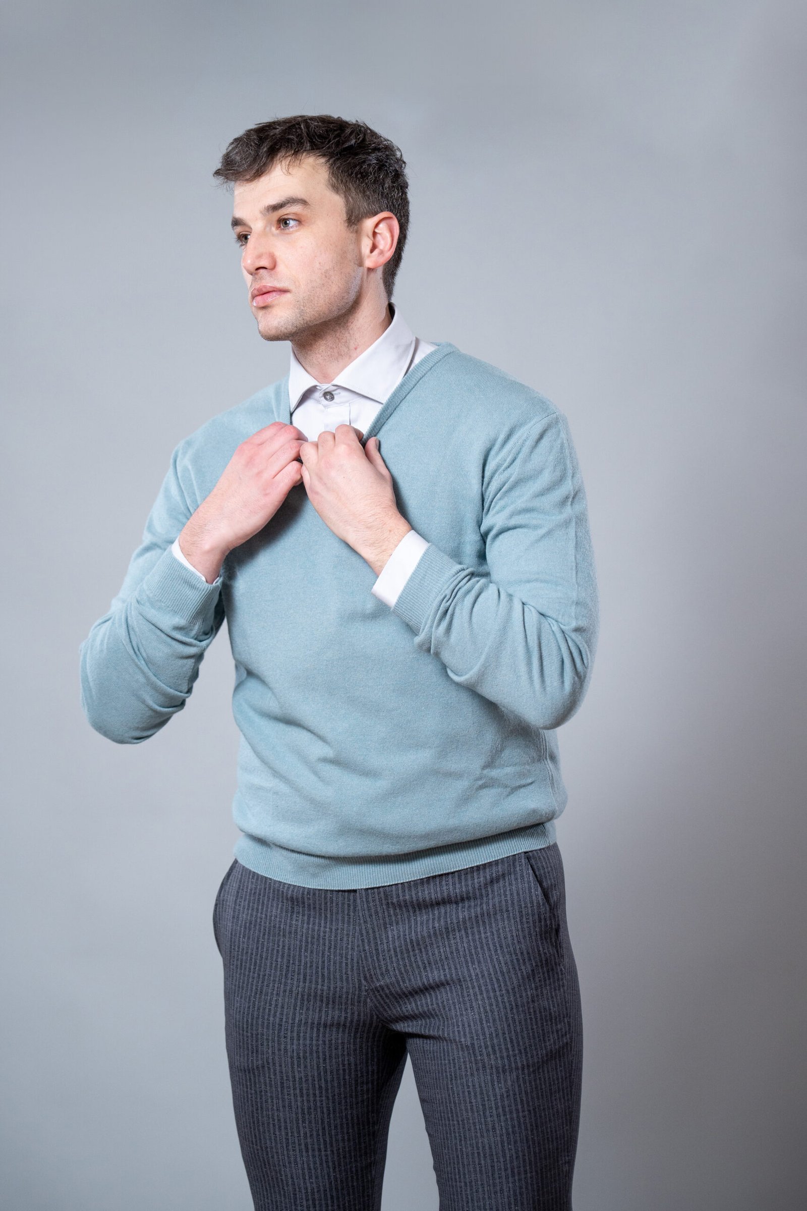 Muški pastelno plavi džemper - Image 3