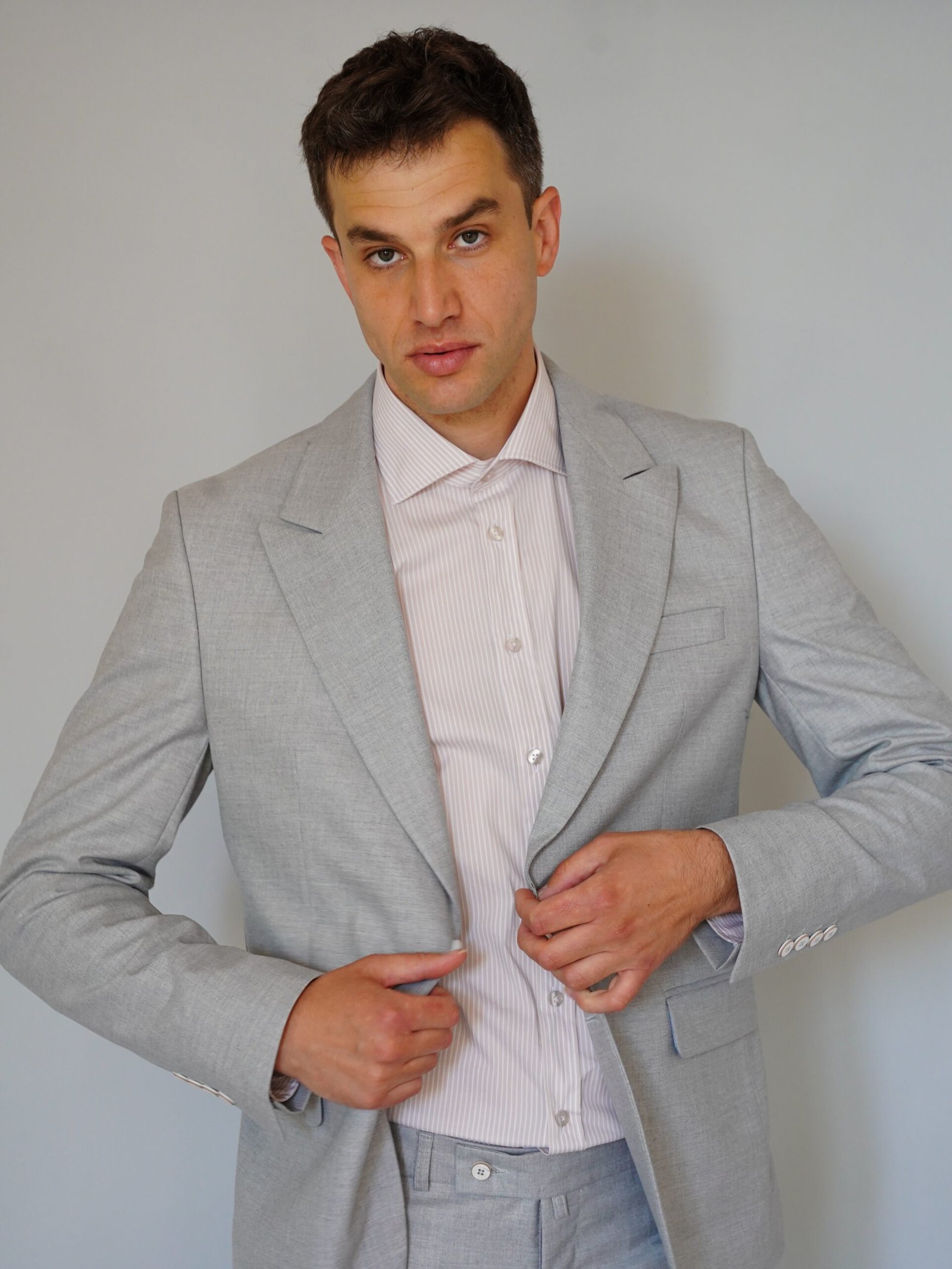Muška košulja sa bež prugama,slim fit - Image 2