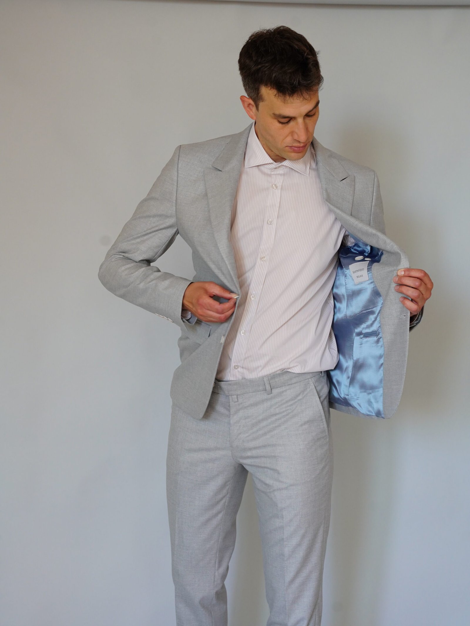 Muška košulja sa bež prugama,slim fit